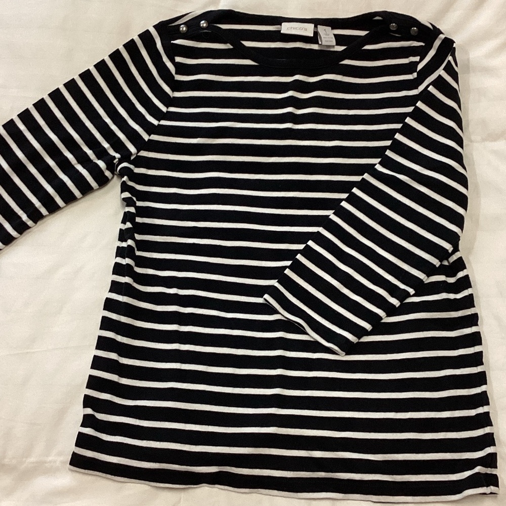 Chico's Monochrome Striped Tee